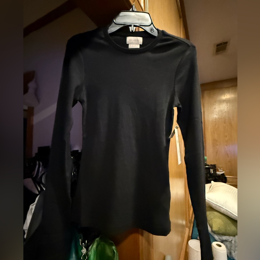NWT BRIXTON BLACK LONG SLEEVE FITTED SHIRT XS